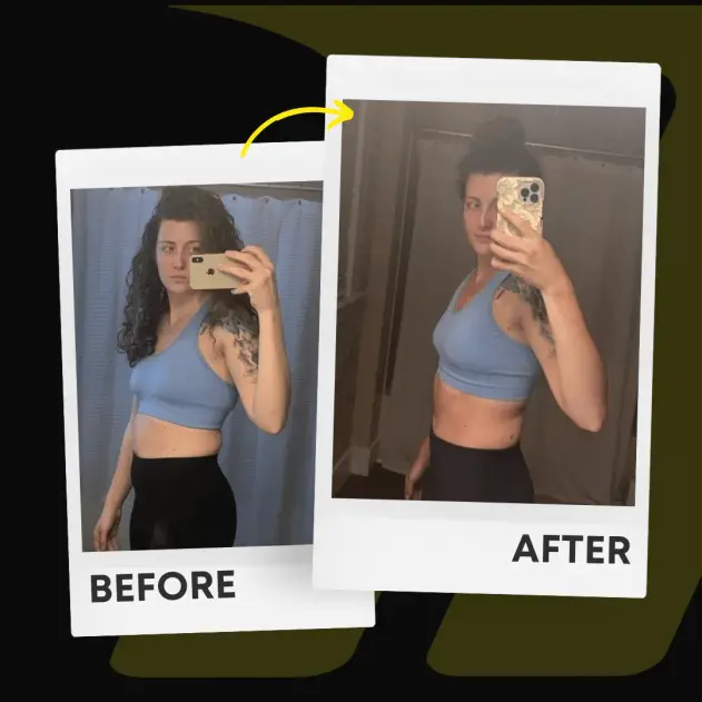 Alexis's before and after showing improved confidence and weight loss at Motive Training